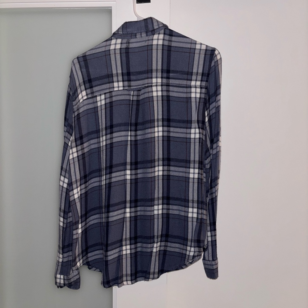 American Eagle Blue Plaid Button-Up Shirt - Picture 3 of 3